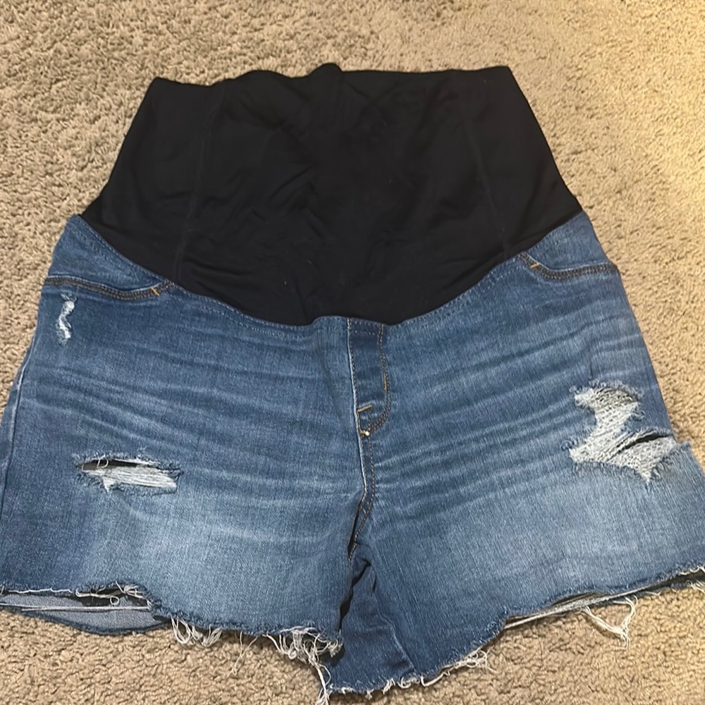 Isabel Maternity by Ingrid & Isabel High Waist Blue and Black Shorts